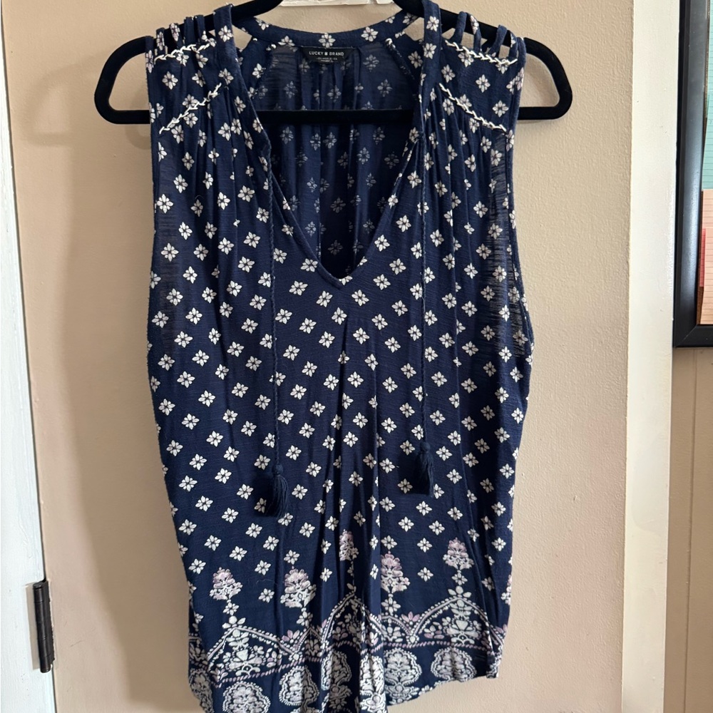 Lucky Brand Blue and White Floral Top